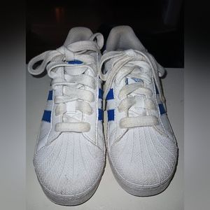 Adidas Originals Superstar Blue White Leather Sneakers Shoes sz 2